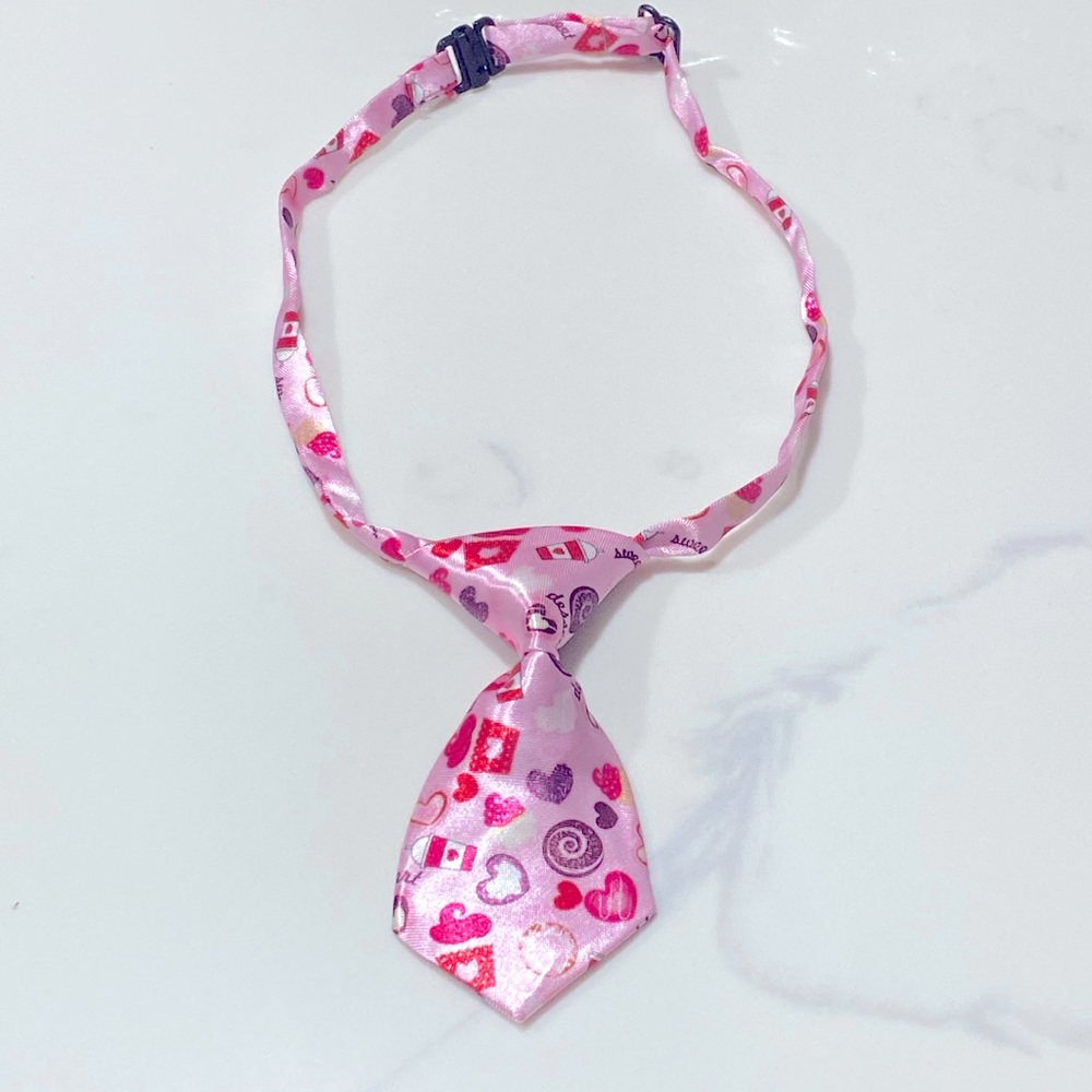 Valentine’s Day dog tie collar - coffee and pastry themed with hearts.
